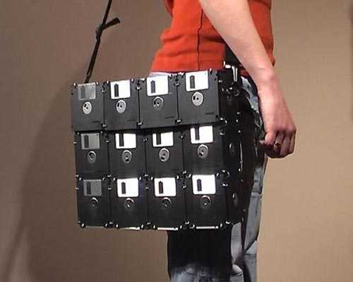Recycled Homemade Floppy Disk Laptop Bag