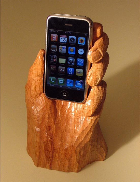 Wooden Hand iPhone Stand