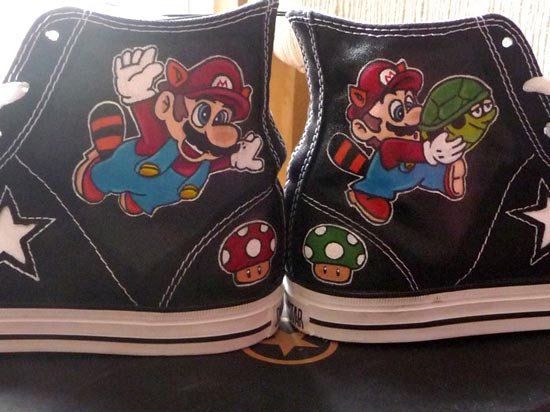 Custom Painted Super Mario 3 Converse Shoes
