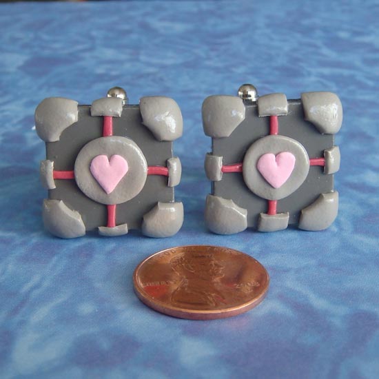 Portal Weighted Companion Cube Cufflinks
