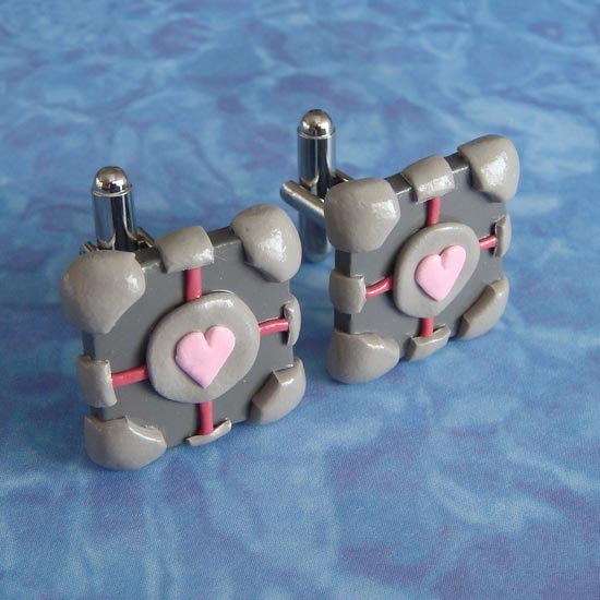 Portal Weighted Companion Cube Cufflinks