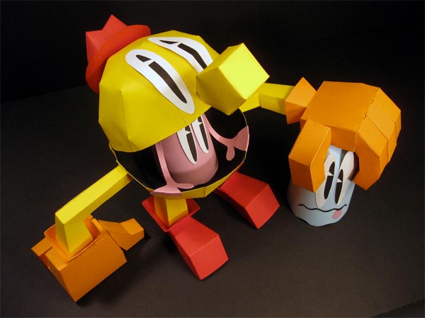 Pac-Man Papercraft Sculptures