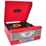 Pyle Retro Turntable Plays Vinyl, Radio, and Digital Tracks