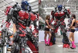 Recycled Steel Optimus Prime Stands 2.5 Meters Tall