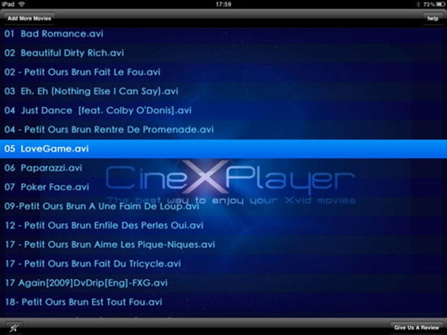 CineXPlayer iPad App Lets You Play XViD Videos Natively On Your iPad