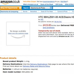 HD Desire HD Turns Up On Amazon