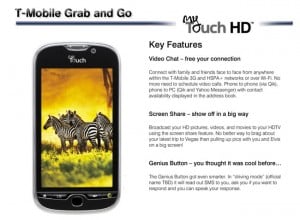 T-Mobile MyTouch HD Specifications Leaked
