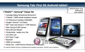 T-Mobile Samsung Galaxy Tab Pricing Revealed
