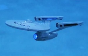 Starship Enterprise Model Flies Through Water