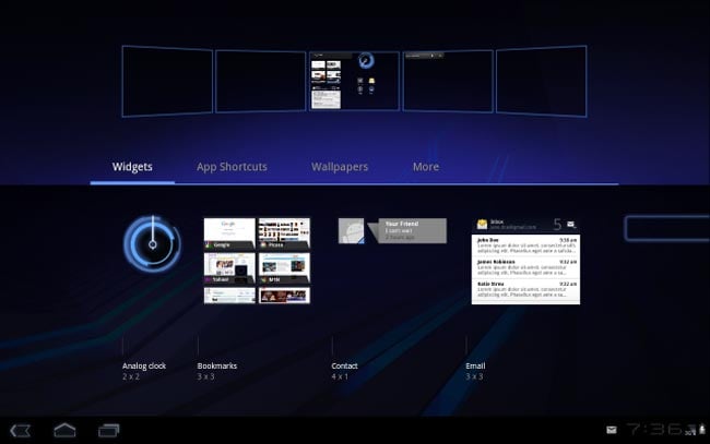 Android 3.0 Honeycomb UI