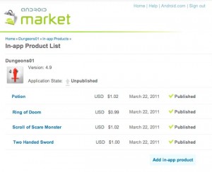 Android Market In App Payments