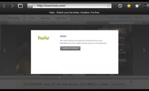 BlackBerry PlayBook Blocks Hulu