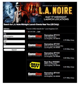 LA Noire Store Finder