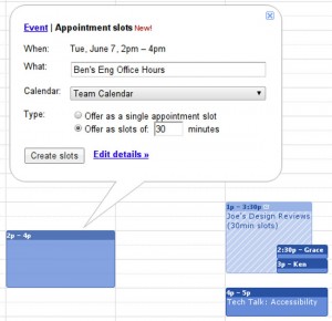 Google Appointment Slots