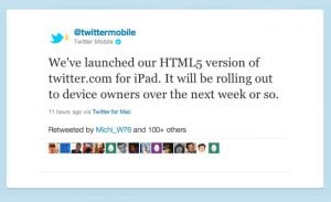 Twitter HTML 5 iPad