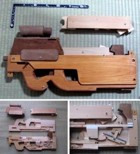 Wooden Rubber Band FN P90 Submachine Gun