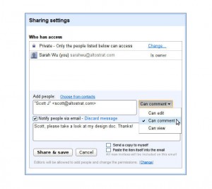 Google Docs Comment Sharing
