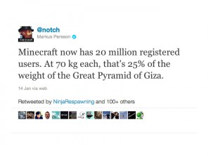 Minecraft 20 million users
