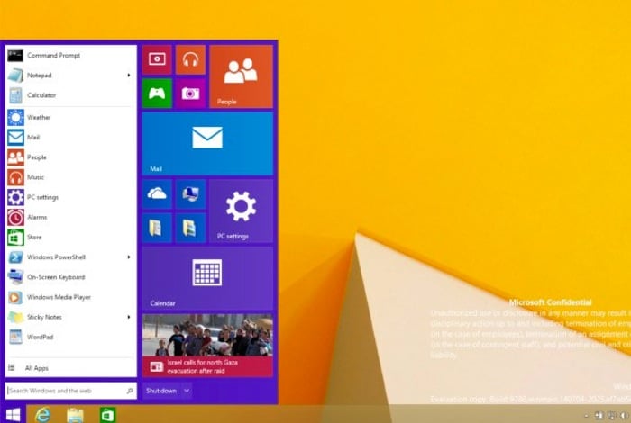 Microsoft Windows 8.1 Start Menu Screenshot Leaked?