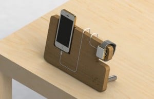 Wooden Apple Watch Dock And iPhone Charger