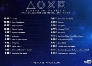 PlayStation Live E3 2017 Programming Schedule