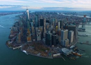 12K Aerial Footage Of NYC at Sunset