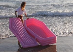 Pom Pom Floats Pink Coffin