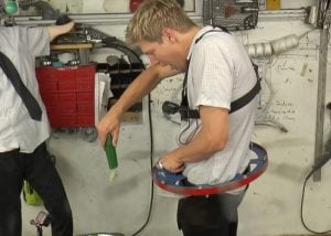 Spinning belt of knives
