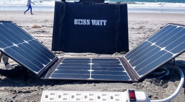 Boss Watt solar panel charger with sockets
