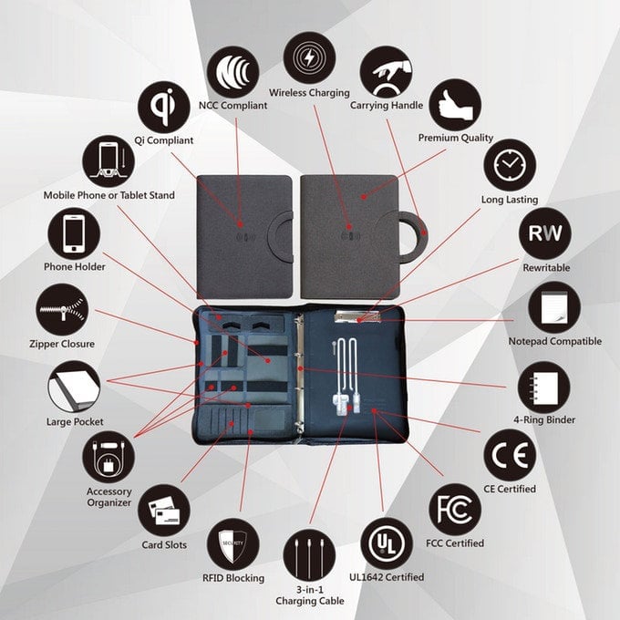 imSTONE wireless charging padfolio