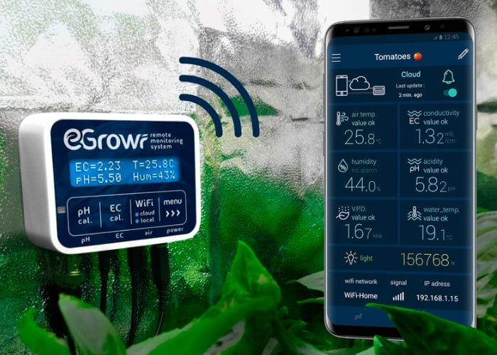 EGROW connected hydroponic growing remote monitoring system