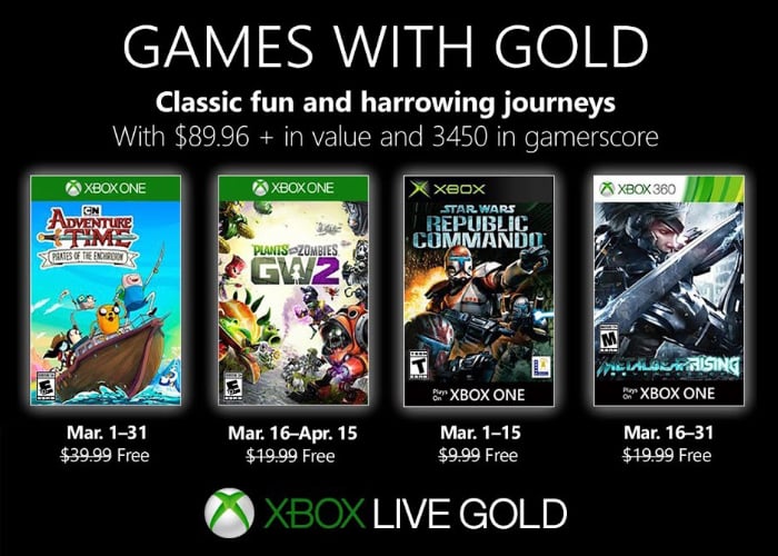 Free Xbox Live Games with Gold March 2019