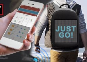 smartphone controlled pixel screen backpack
