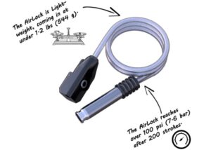 Airlock bicycle pump and lock