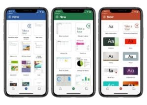 iOS Word, Excel, PowerPoint applications