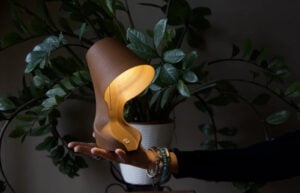 Ohmie desk lamp made from recycled orange peel