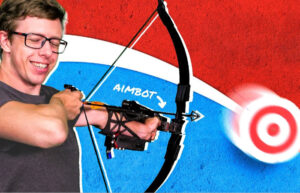 Auto aiming archery bow hits the target every time