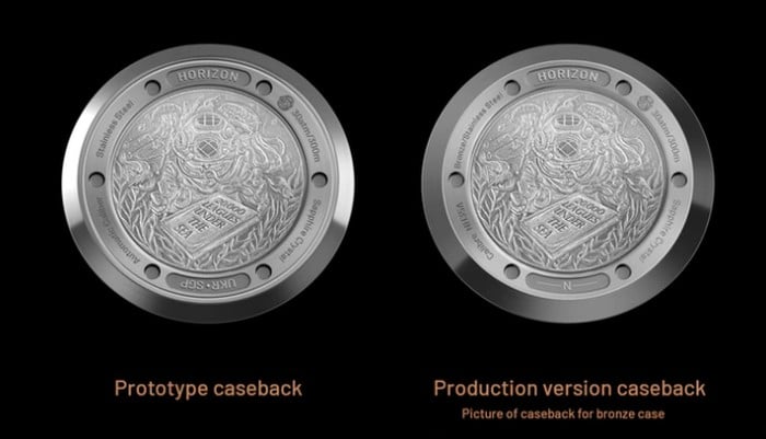 Nautilus dive watch back illustration