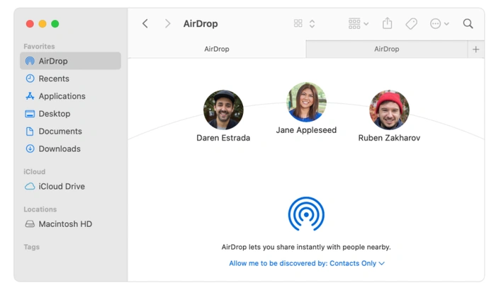 AirDrop files on Mac