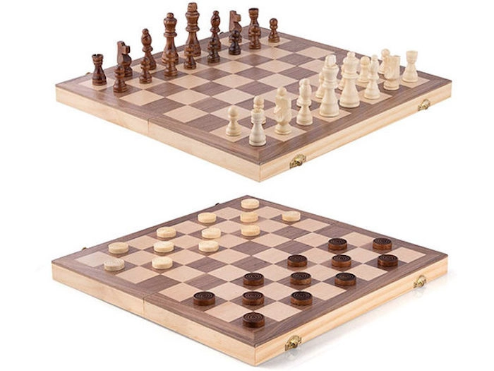A&A 15 Inch Walnut Wooden Chess & Checkers Set W/ Storage Drawer /Weighted Chess Pieces For Sale - View #11