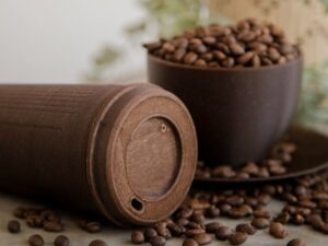 coffee cup made from used coffee grounds