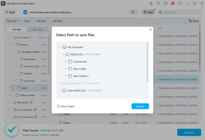 tap on recover button