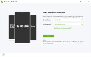 Select model to unlock Samsung without losing data