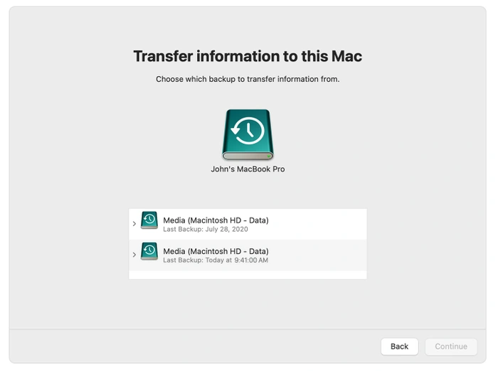 restore Mac backup