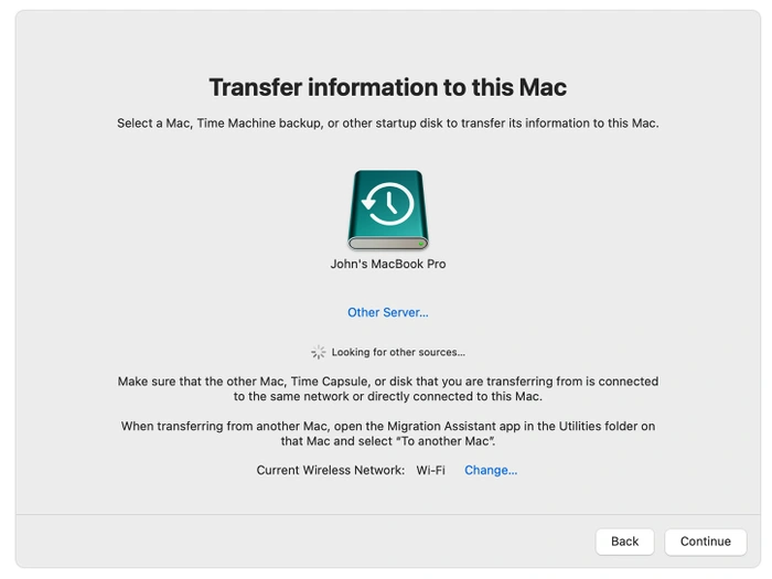 restore from Time Machine backup