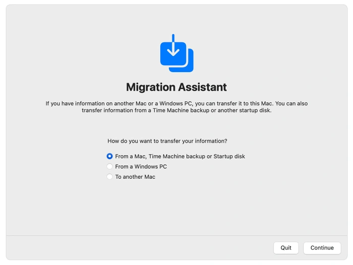 restore your Mac Migration Assistant