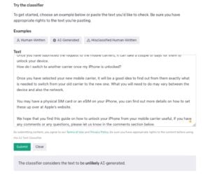 Open AI AI classifier