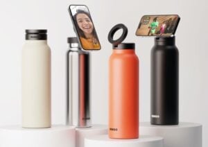 water bottle and phone stand