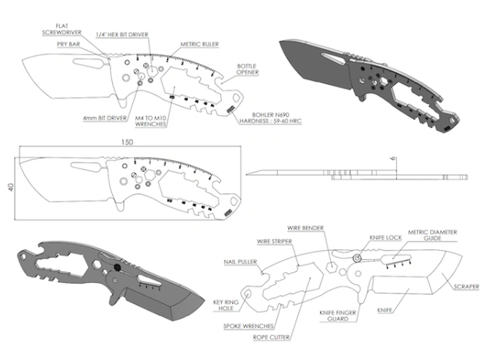 Blackclaw EDC multitool functions