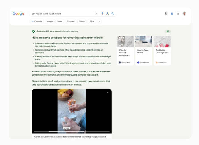 Google Generative AI Search receives new visual overviews